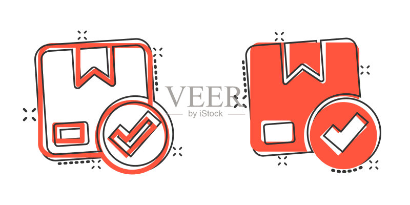 漫画风格的运输箱检查图标图标素材