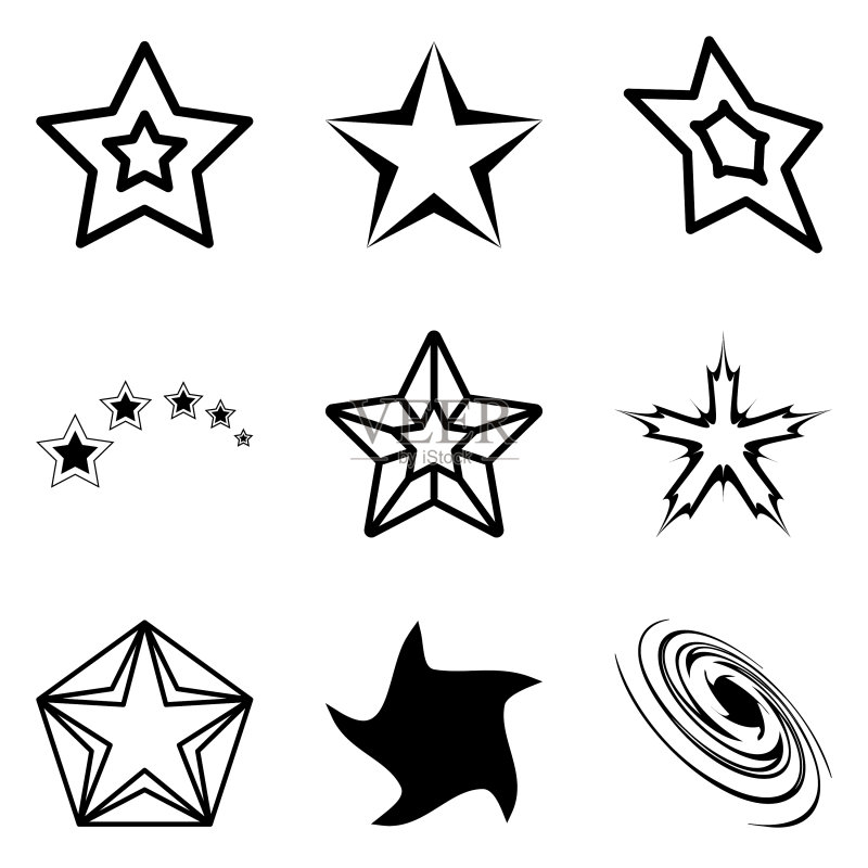 Stars2平面图标设置孤立在白色背景上图标素材