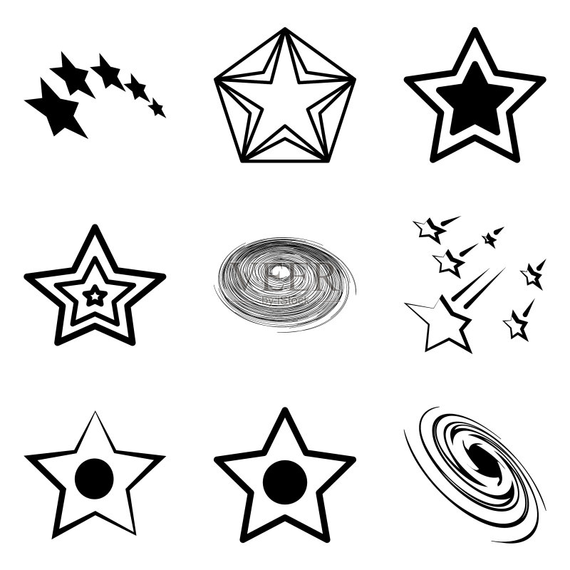 Stars2平面图标设置孤立在白色背景上图标素材