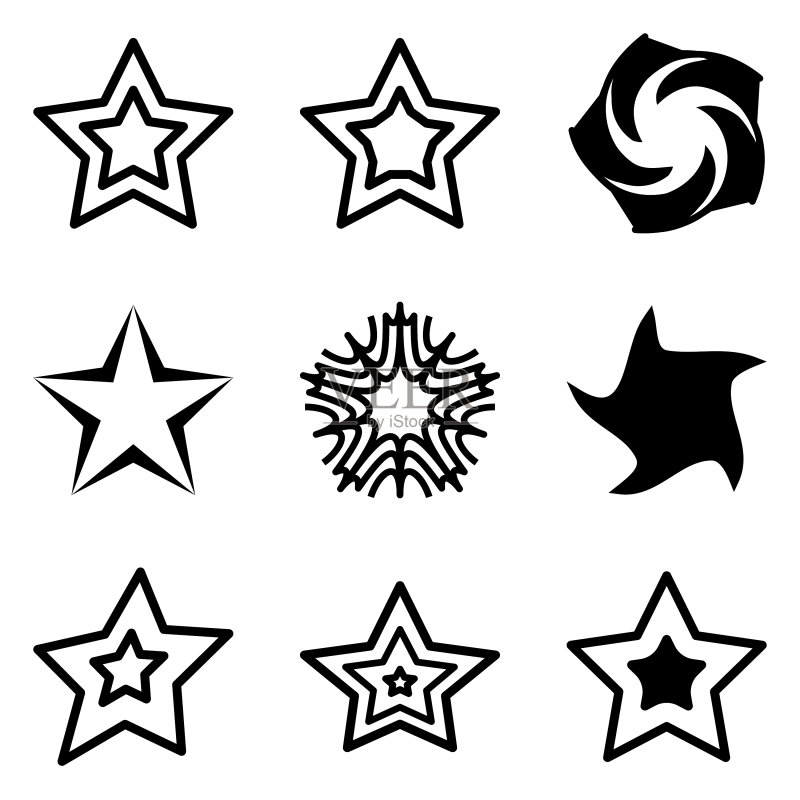 Stars2平面图标设置孤立在白色背景上图标素材