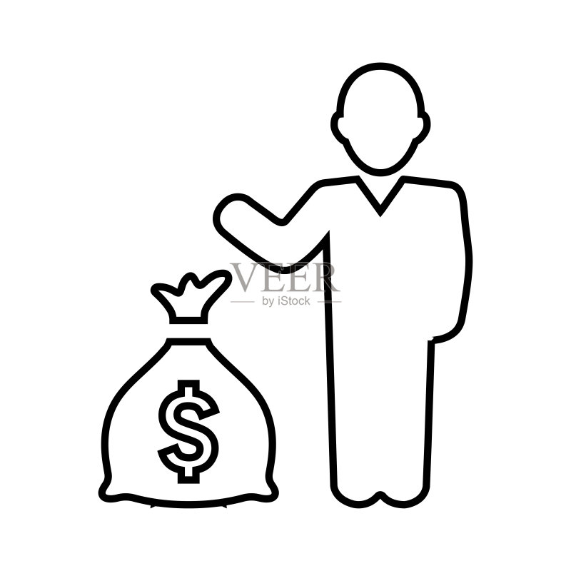 金融、投资、金钱轮廓图标,线性艺术矢量图标素材