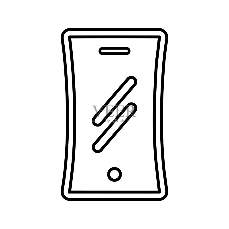 手机柔性显示器轮廓图标矢量线稿图标素材