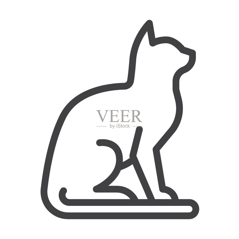 猫咪坐姿线性图标图标素材