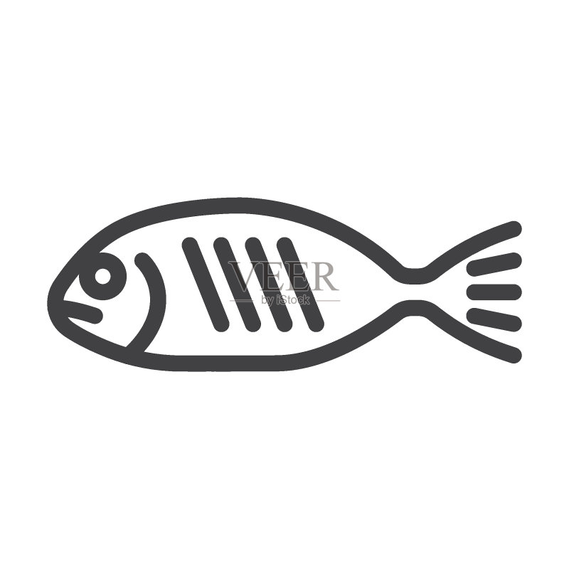 烤鱼线条图标图标素材