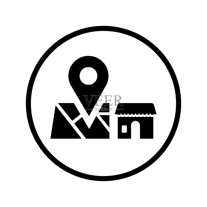 商店位置图标,黑色矢量插图图标素材