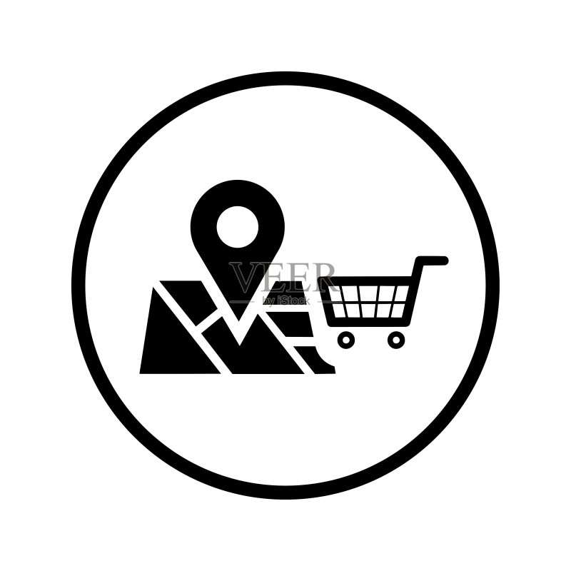 地图,商店位置图标。黑色矢量图。图标素材