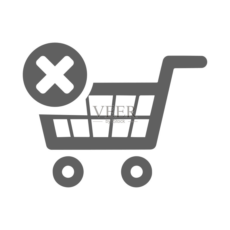 移除购物车图标。灰色矢量图示。图标素材