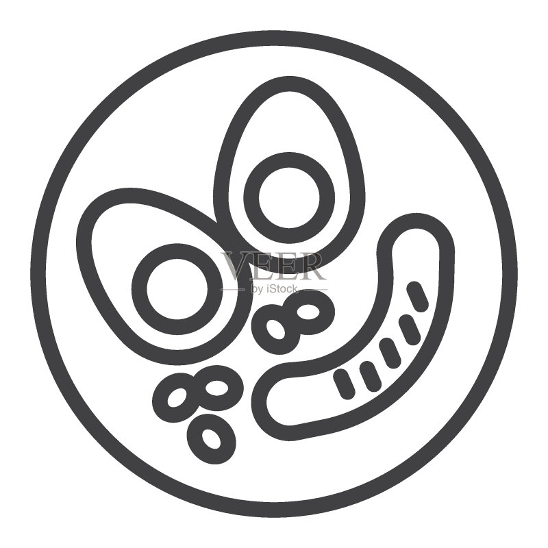香肠和豆子煮鸡蛋线性图标图标素材