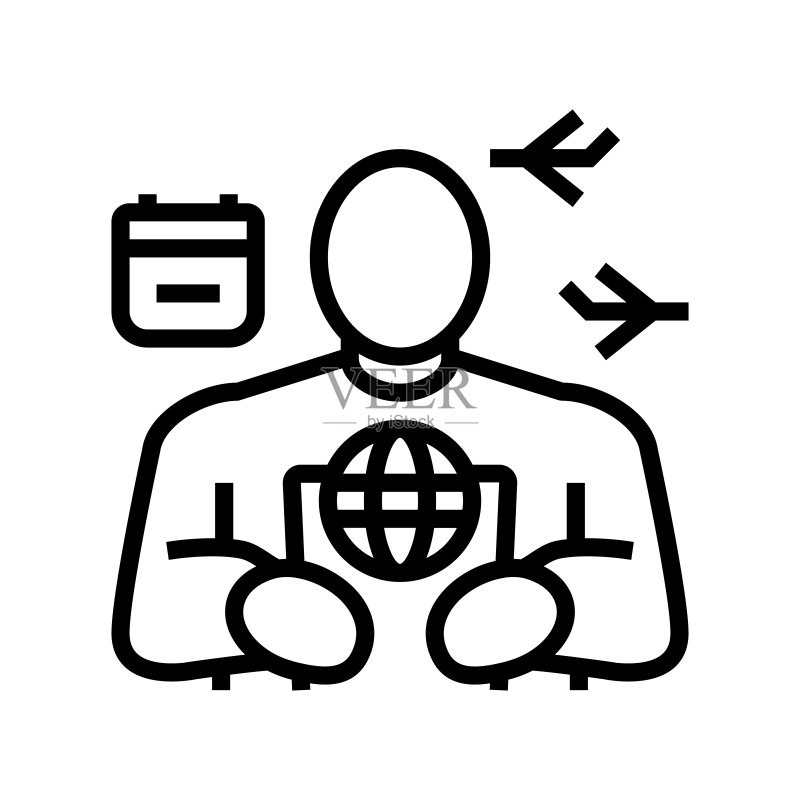 旅行计划员线性图标矢量图图标素材