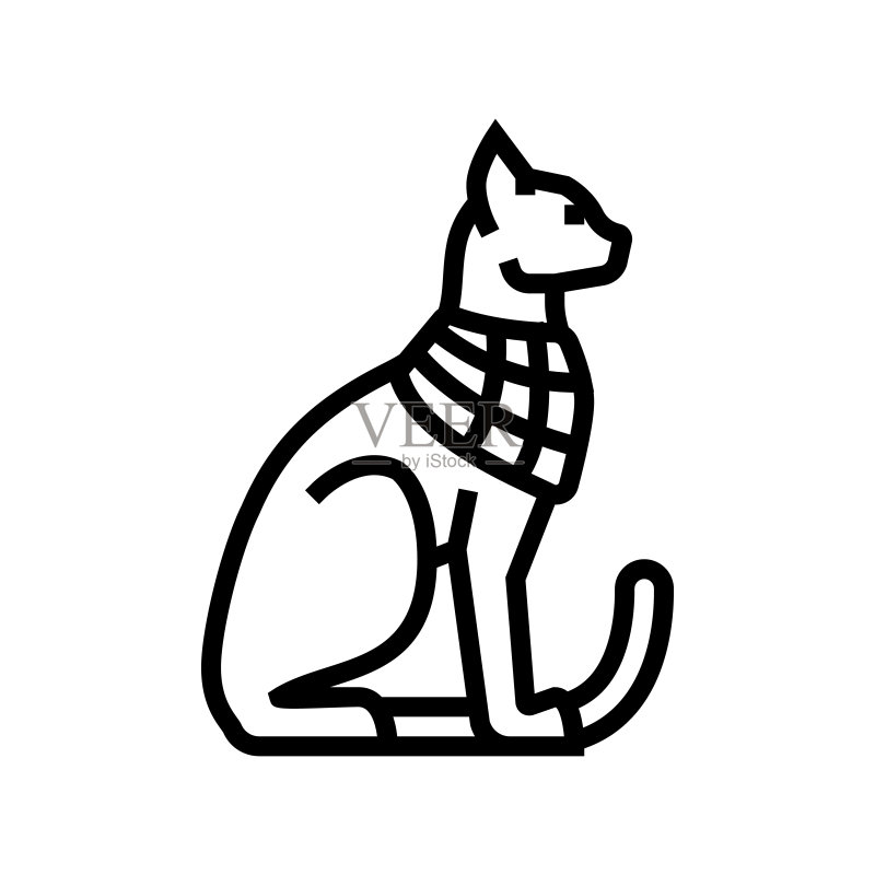 埃及猫咪动物线条图标矢量插画图标素材