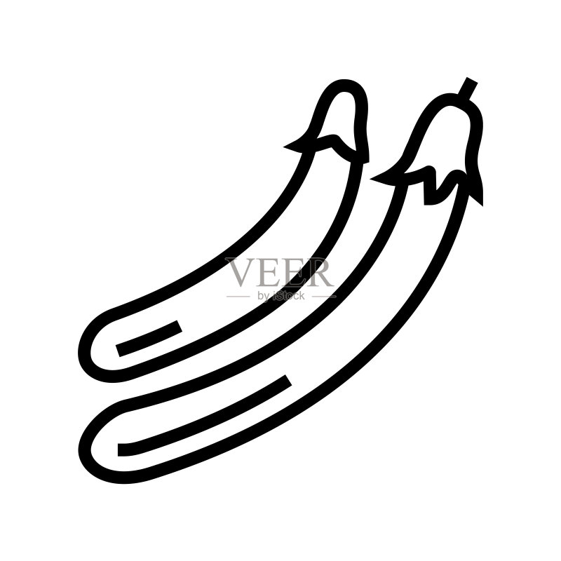 屏东茄子线条图标矢量图图标素材