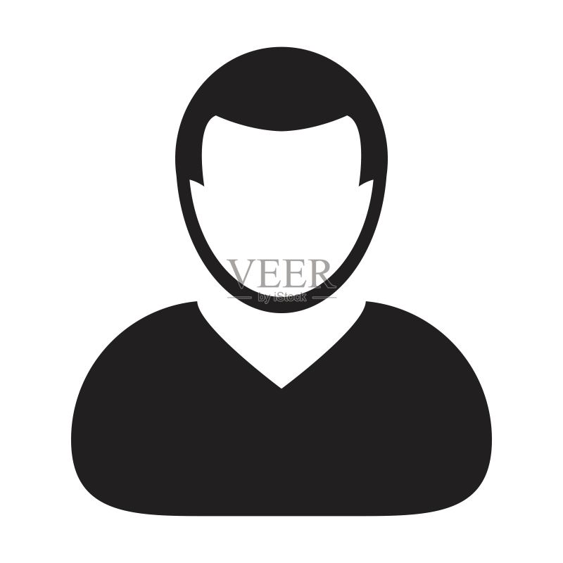 人物图标矢量男性用户个人资料头像符号,用于扁平颜色字形象形符号中的业务图标素材