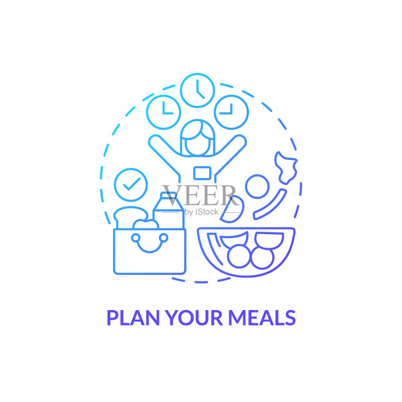 膳食计划蓝色渐变概念图标图标素材