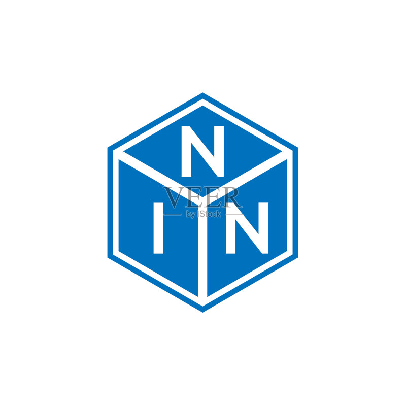黑色背景上的 NIN 字母标志设计图标素材