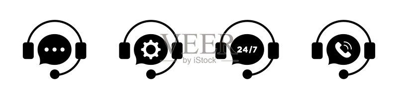 在线支持图标集:呼叫服务中心耳机图标图标素材