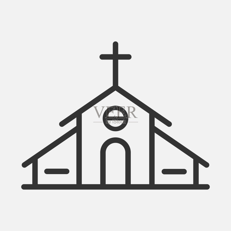 教堂建筑图标扁平设计图标素材