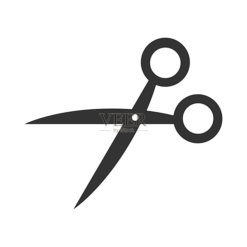 剪刀图标。美发师符号。矢量图工具。切割乐器。图标素材