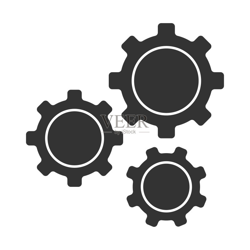 黑色齿轮图标。Web设置符号。齿轮矢量图图标素材