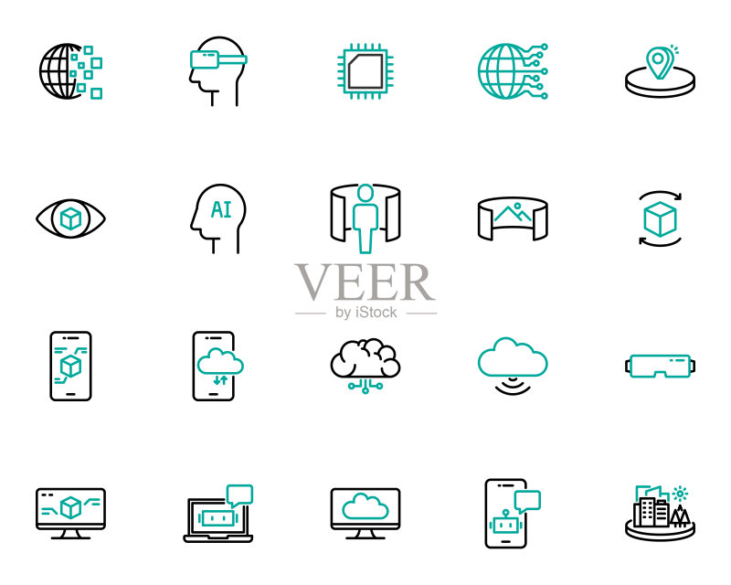 科技线条图标集,创新,AR VR,元宇宙图标素材