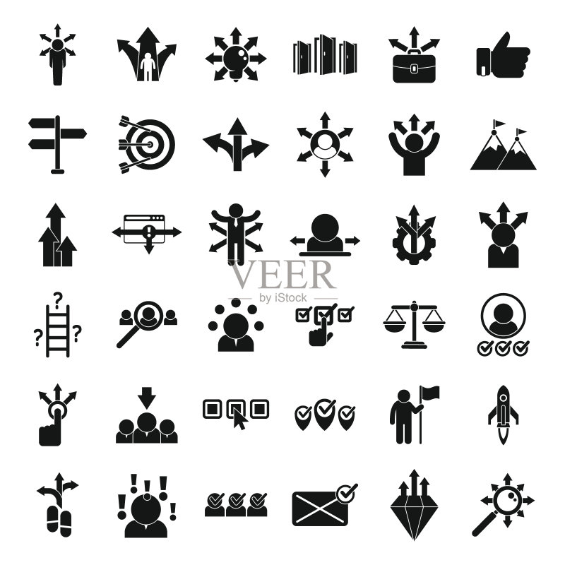 机会图标合集简约矢量图,阶梯人图标素材