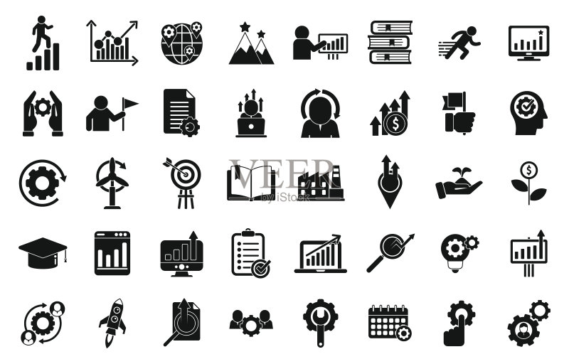 可持续发展图标集简约矢量图:目标安全图标素材