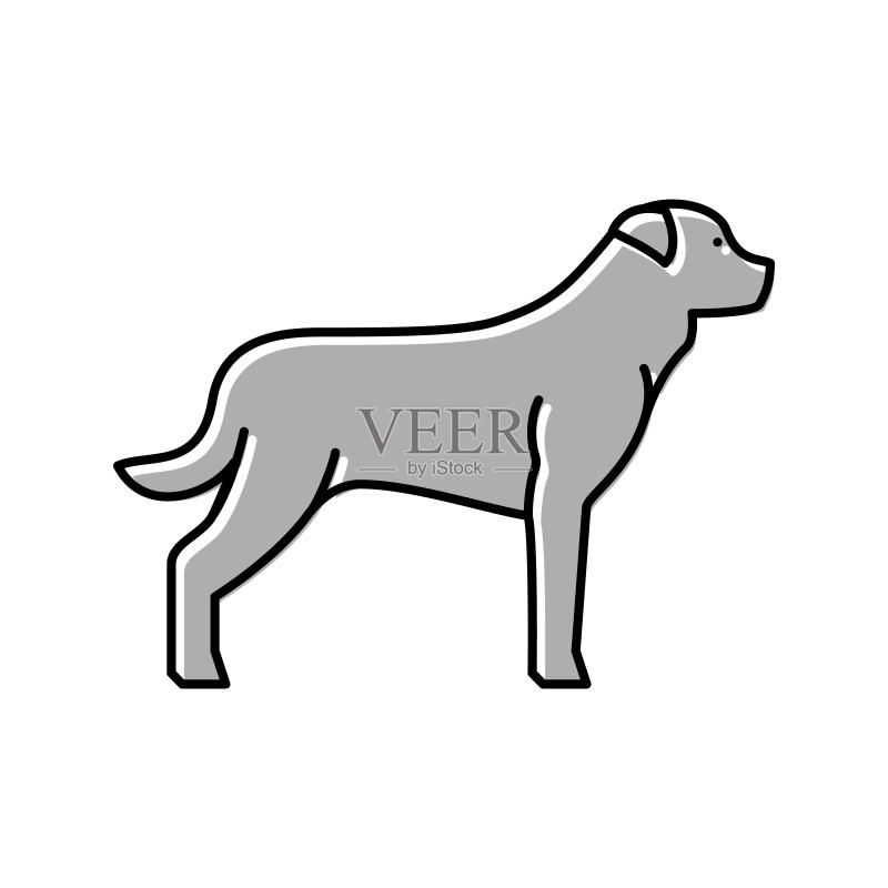 罗威纳犬彩色图标矢量插图图标素材