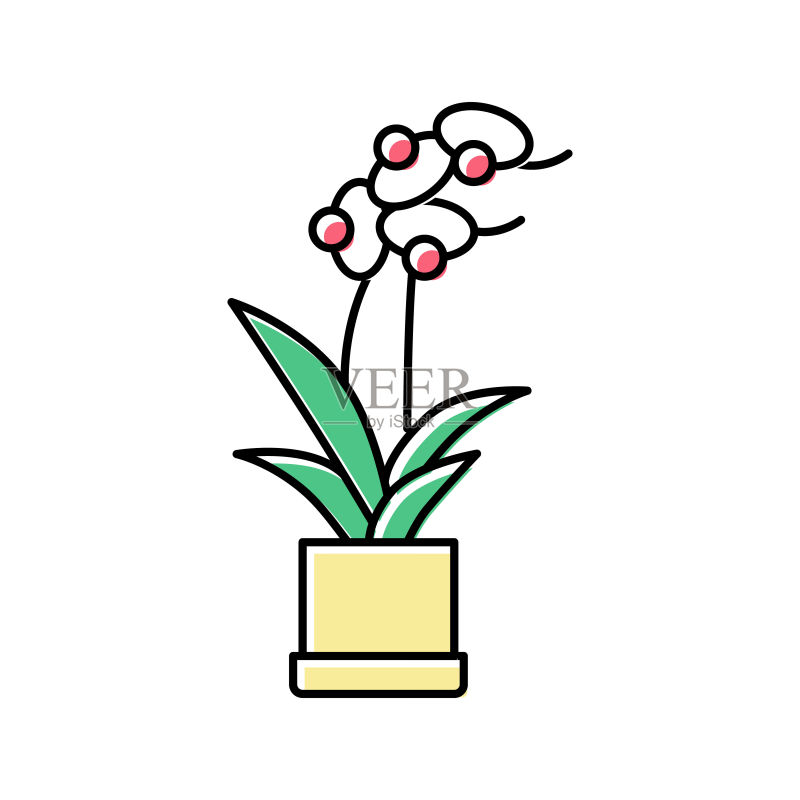 盆栽花卉彩色图标矢量图图标素材