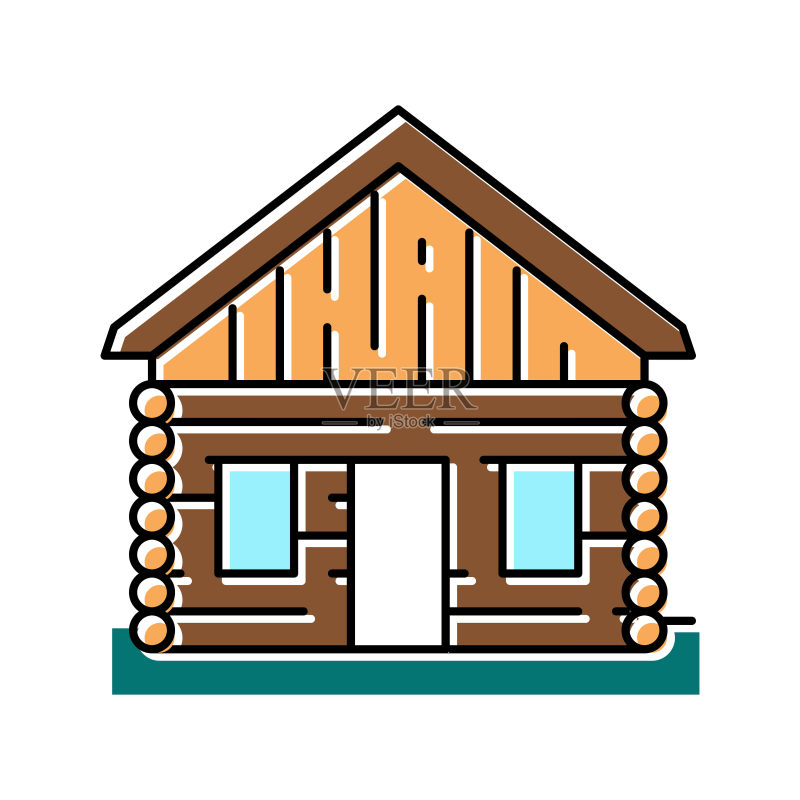 小木屋彩色图标矢量插画图标素材