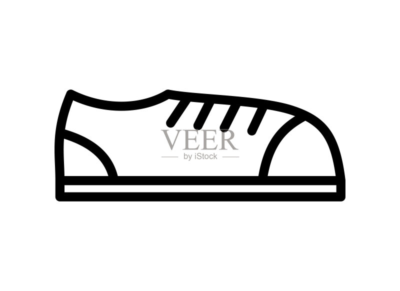 鞋子扁平线条图标,移动概念和网页设计标志图标素材
