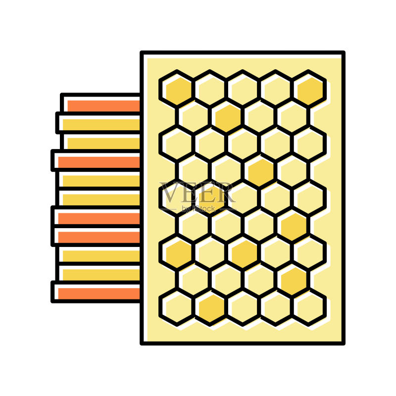 蜂蜡巢础彩色图标矢量插图图标素材
