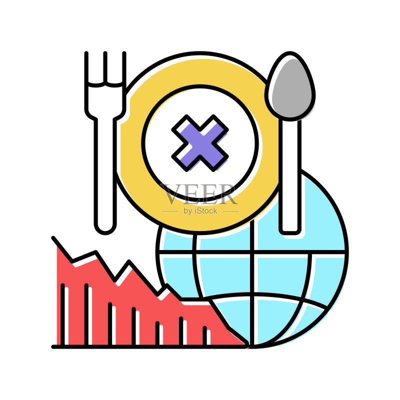 食品社会问题彩色图标矢量插画图标素材