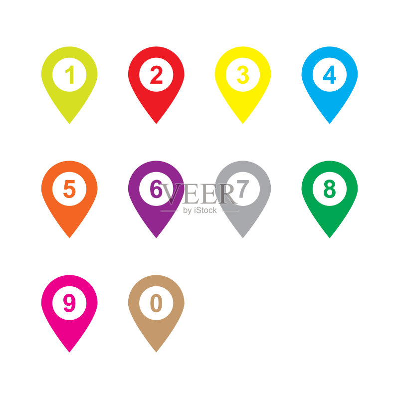 地图图钉数字图标矢量图标素材