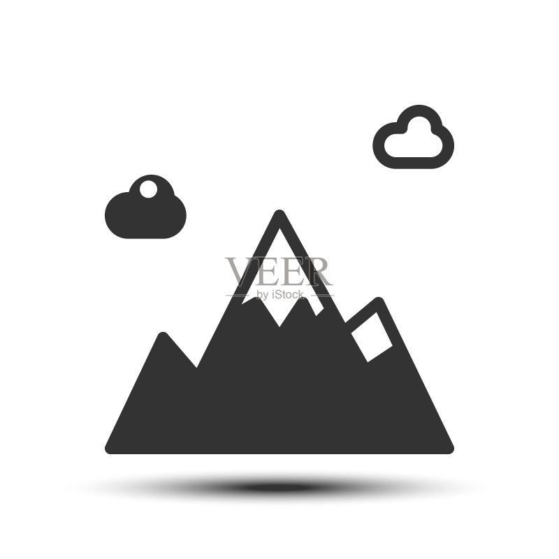 白色背景上的简约山脉图标图标素材