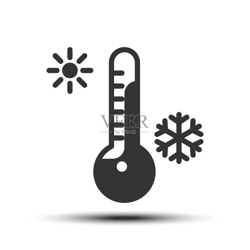 简约温度图标:冷热天气概念图标素材