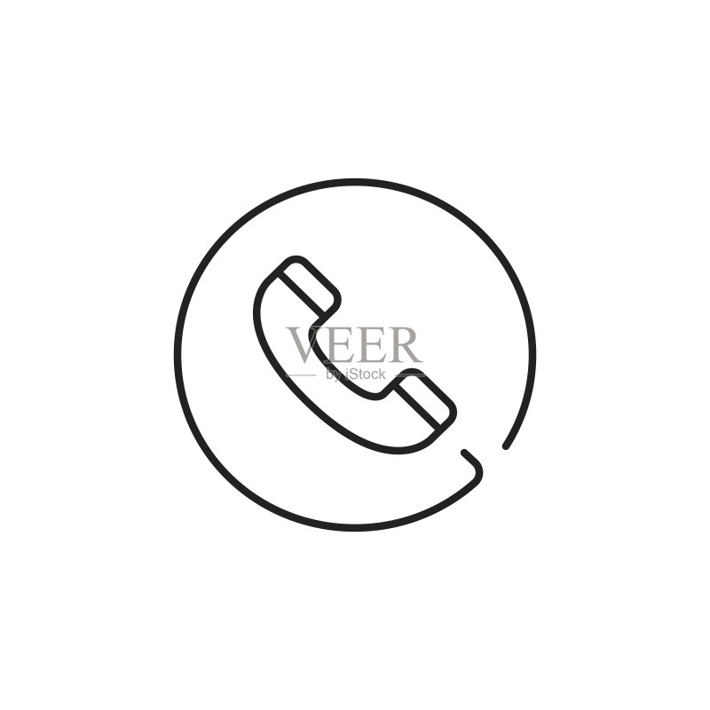 圆形手机听筒图标。高质量黑色矢量图。图标素材