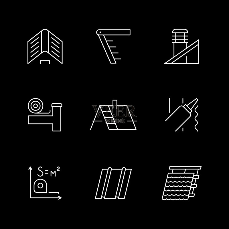 屋顶轮廓线条图标合集图标素材