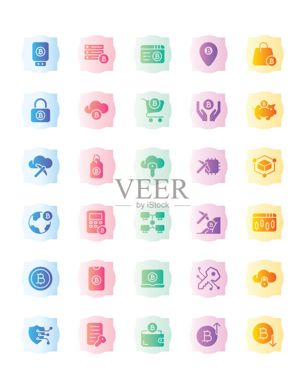 30个比特币图标集(白色背景)图标素材