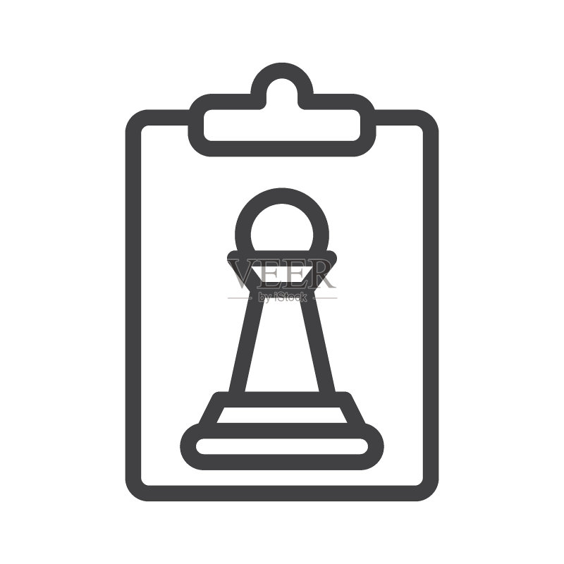 国际象棋游戏策略线条图标图标素材