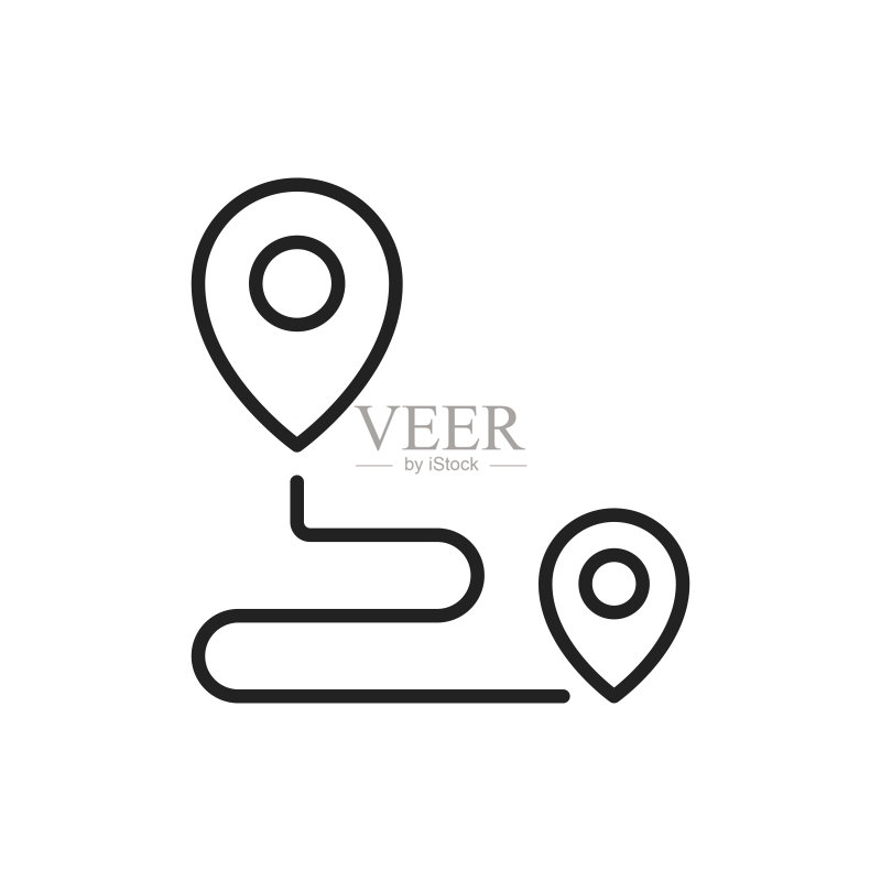 点对点导航细线图标线性符号矢量图图标素材