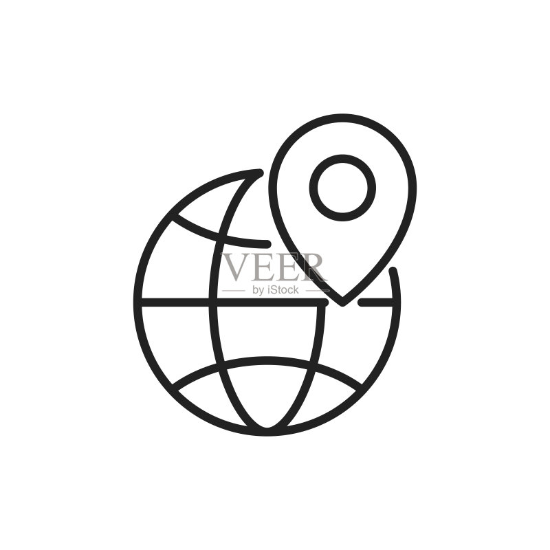 行星坐标细线图标,线性符号,矢量图图标素材