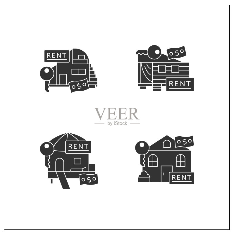 出租公寓标志图集图标素材