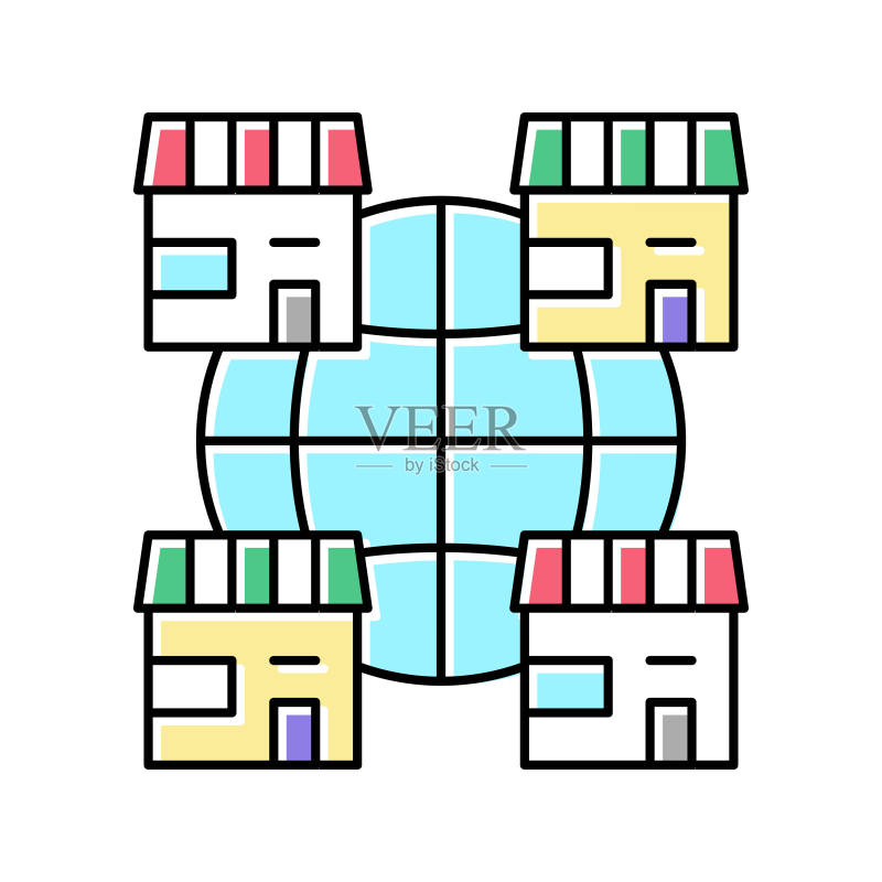 特许经营公司彩色图标矢量插画图标素材