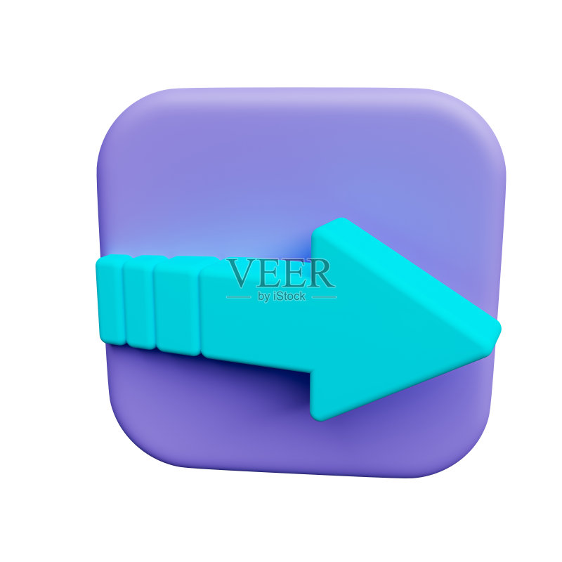 3D右箭头图标渲染插图图标素材