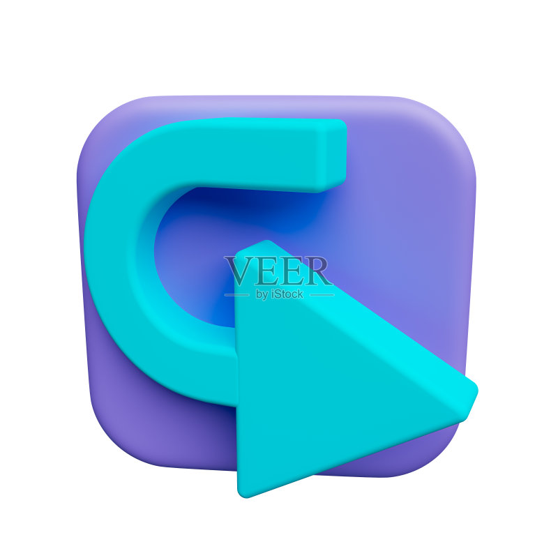 3D右箭头图标渲染插图图标素材