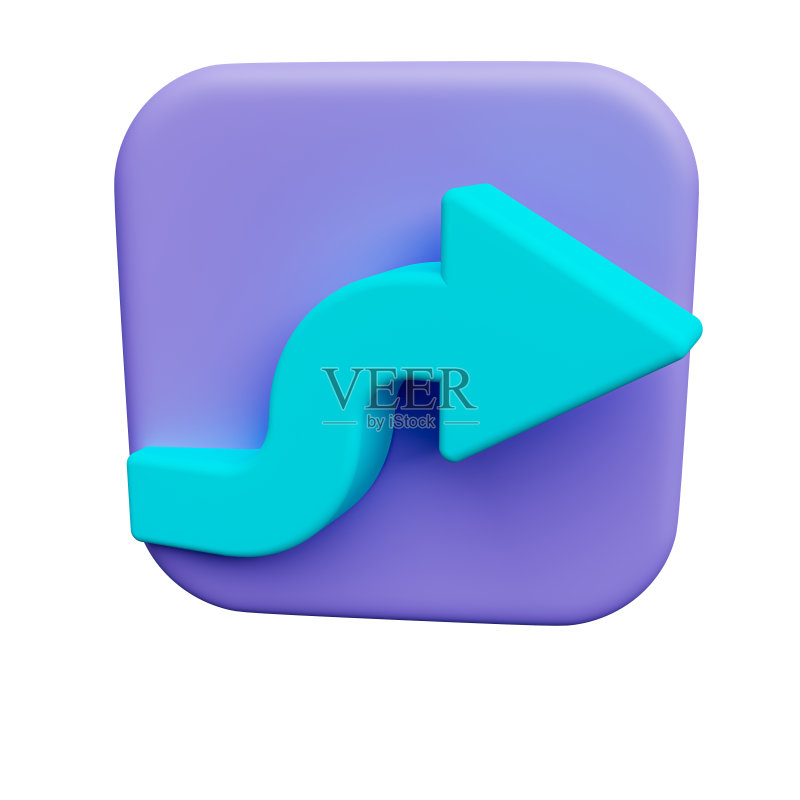 3D右箭头图标渲染插图图标素材