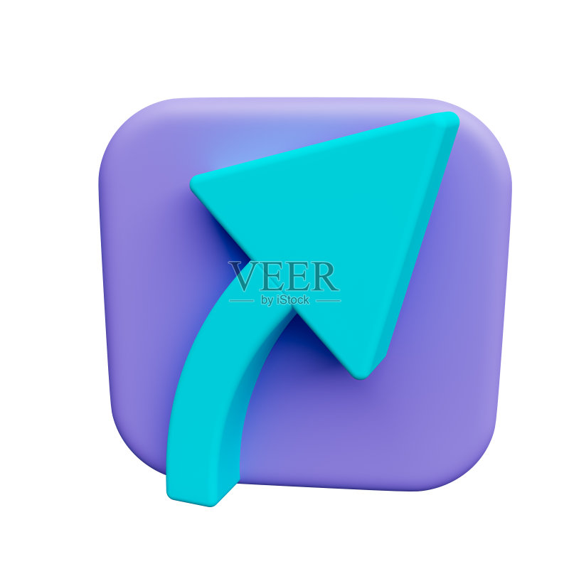 向上箭头右圆3D图标渲染插图图标素材