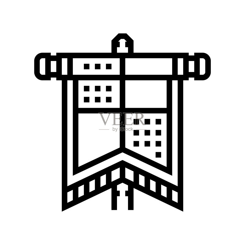 中世纪旗帜线性图标矢量图图标素材