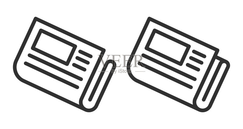 报纸图标:线性轮廓矢量标志,矢量素材图标素材