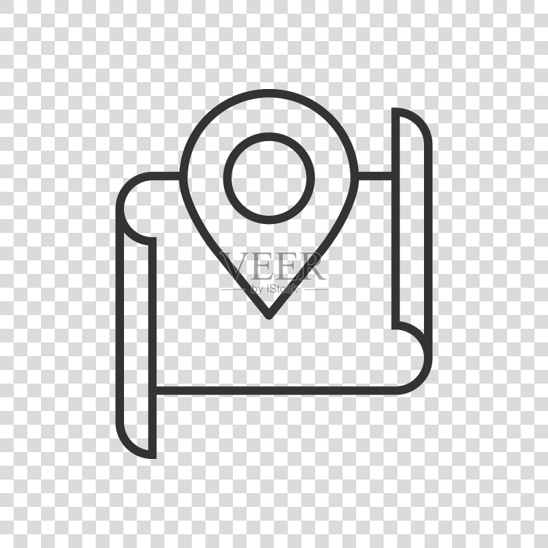 地图图钉图标在平坦的风格。GPS导航矢量图白色孤立背景。定位经营理念。图标素材