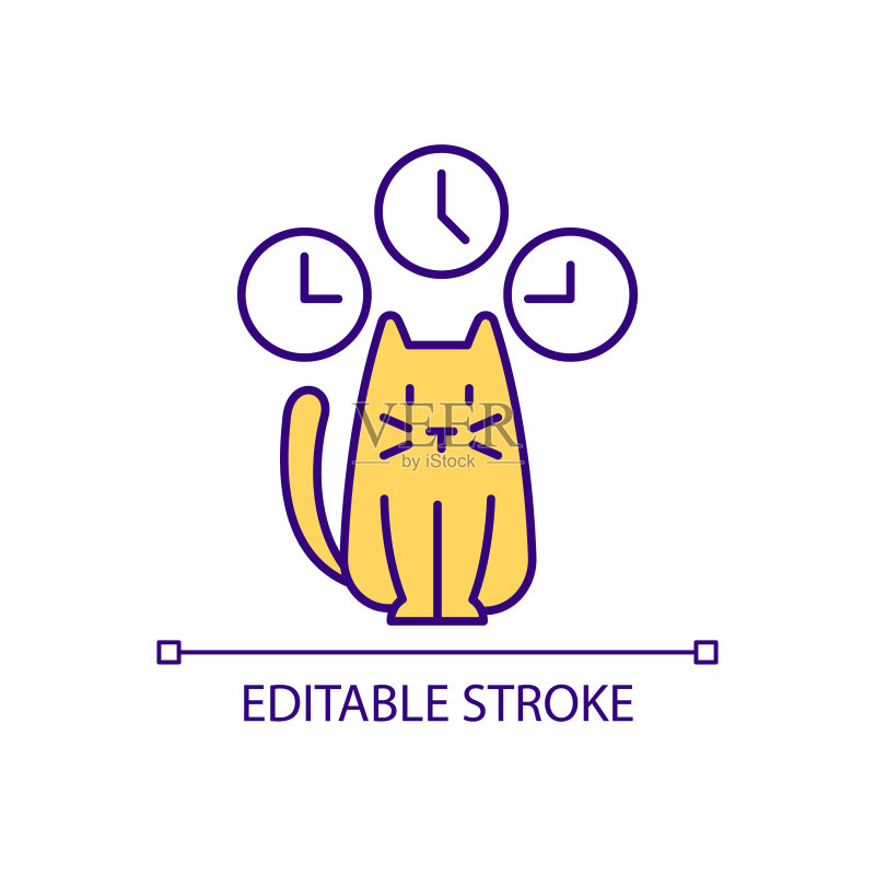 猫的不眨眼凝视RGB颜色图标图标素材